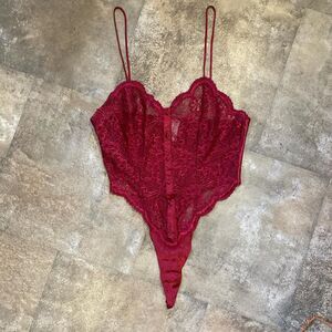 maroon lacey lingerie bodysuit from the 90s size medium